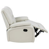Camila White 2-Piece Upholstered Reclining Sofa Set by Coaster at Eve Furniture