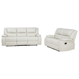 Camila White 2-Piece Upholstered Reclining Sofa Set by Coaster at Eve Furniture