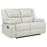 Camila White 2-Piece Upholstered Reclining Sofa Set by Coaster at Eve Furniture
