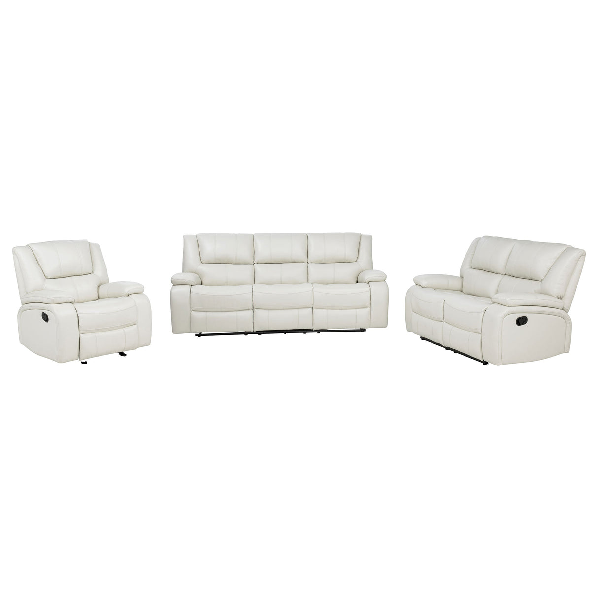 Camila White 3-Piece Upholstered Reclining Sofa Set by Coaster at Eve Furniture