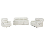 Camila White 3-Piece Upholstered Reclining Sofa Set by Coaster at Eve Furniture