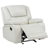 Camila White Upholstered Glider Recliner Chair by Coaster at Eve Furniture