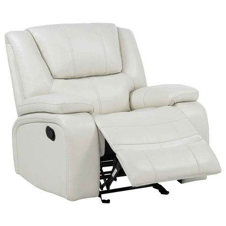 Camila White Upholstered Glider Recliner Chair by Coaster at Eve Furniture