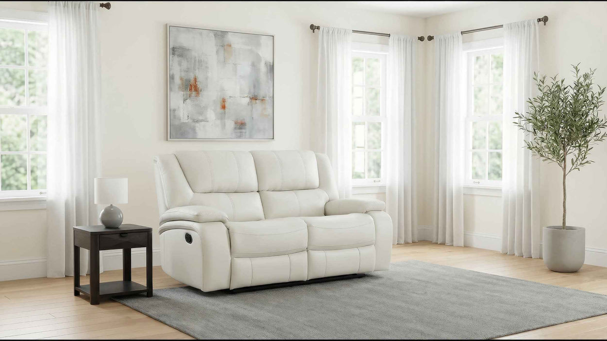 Camila White Upholstered Motion Reclining Loveseat by Coaster at Eve Furniture