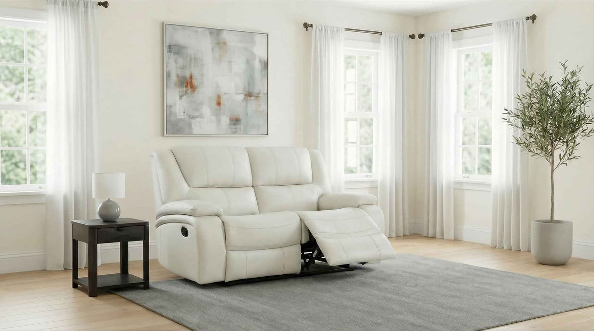 Camila White Upholstered Motion Reclining Loveseat by Coaster at Eve Furniture