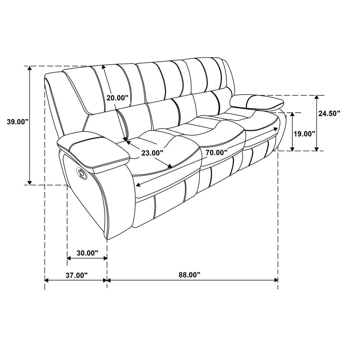 Camila White Upholstered Motion Reclining Sofa by Coaster at Eve Furniture