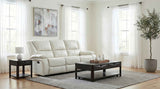 Camila White Upholstered Motion Reclining Sofa by Coaster at Eve Furniture