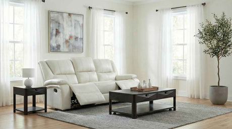 Camila White Upholstered Motion Reclining Sofa by Coaster at Eve Furniture