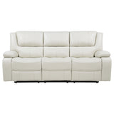 Camila White Upholstered Motion Reclining Sofa by Coaster at Eve Furniture