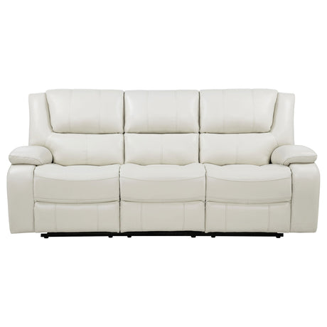 Camila White Upholstered Motion Reclining Sofa by Coaster at Eve Furniture