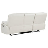 Camila White Upholstered Motion Reclining Sofa by Coaster at Eve Furniture