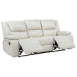 Camila White Upholstered Motion Reclining Sofa by Coaster at Eve Furniture