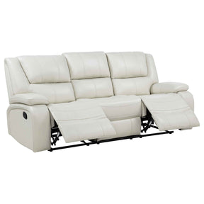 Camila White Upholstered Motion Reclining Sofa by Coaster at Eve Furniture