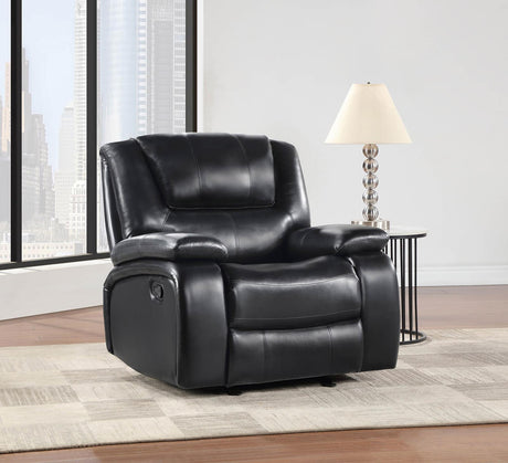 Camila Black Upholstered Glider Recliner Chair by Coaster at Eve Furniture
