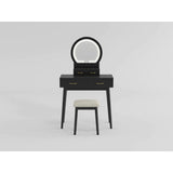 Camilla Black Vanity Dressing Table with Mirror and Stool by Homelegance at Eve Furniture