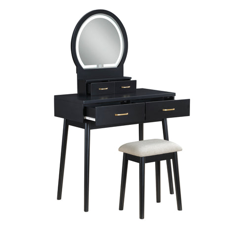 Camilla Black Vanity Dressing Table with Mirror and Stool by Homelegance at Eve Furniture