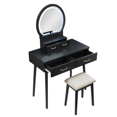 Camilla Black Vanity Dressing Table with Mirror and Stool by Homelegance at Eve Furniture