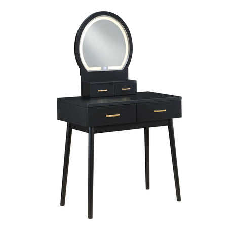 Camilla Black Vanity Dressing Table with Mirror and Stool by Homelegance at Eve Furniture