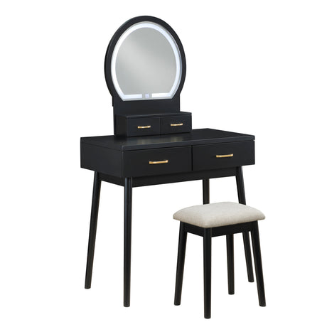 Camilla Black Vanity Dressing Table with Mirror and Stool by Homelegance at Eve Furniture