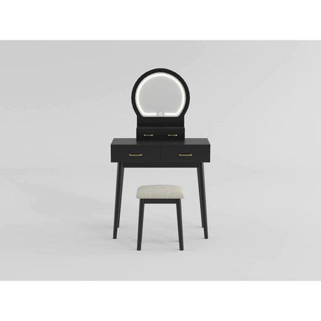 Camilla Gray Vanity Dressing Table with Mirror and Stool by Homelegance at Eve Furniture