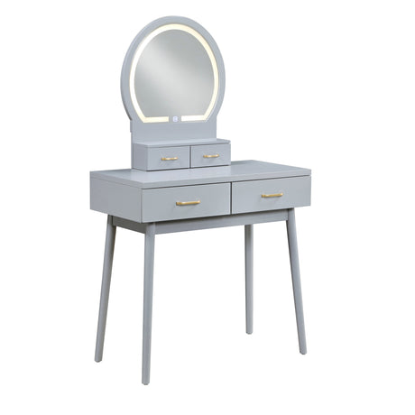 Camilla Gray Vanity Dressing Table with Mirror and Stool by Homelegance at Eve Furniture