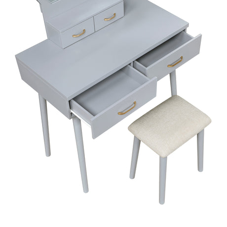 Camilla Gray Vanity Dressing Table with Mirror and Stool by Homelegance at Eve Furniture