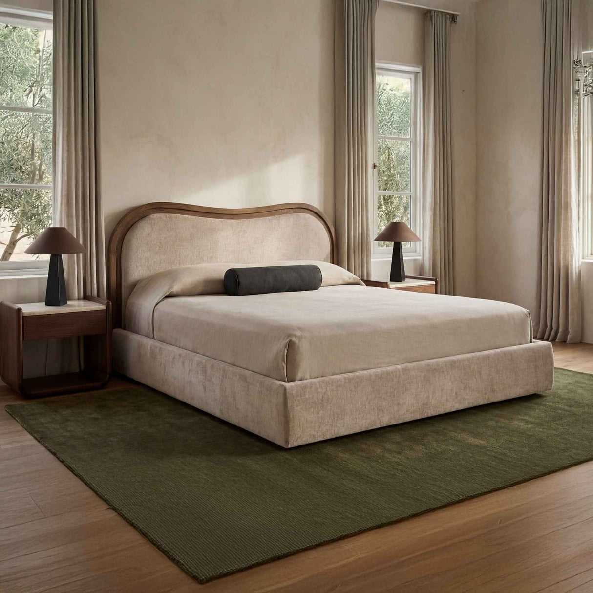 Camilla Oat/Dark Brown King Bed