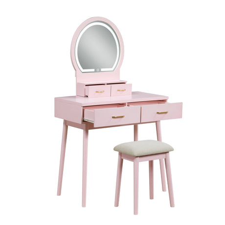 Camilla Pink Vanity Dressing Table with Mirror and Stool by Homelegance at Eve Furniture