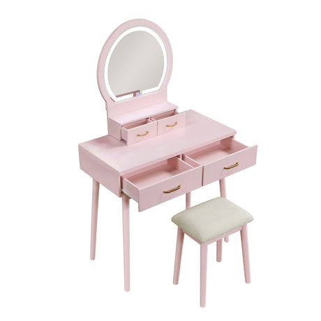 Camilla Pink Vanity Dressing Table with Mirror and Stool by Homelegance at Eve Furniture