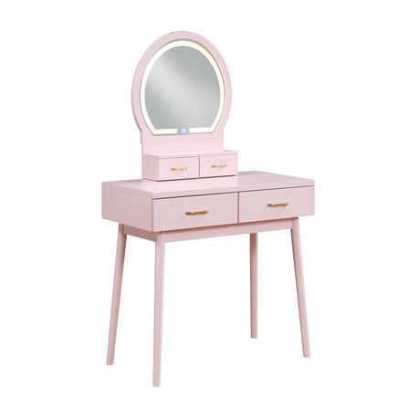 Camilla Pink Vanity Dressing Table with Mirror and Stool by Homelegance at Eve Furniture