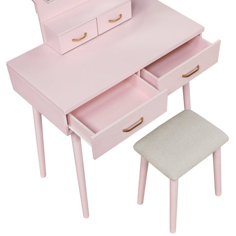 Camilla Pink Vanity Dressing Table with Mirror and Stool by Homelegance at Eve Furniture