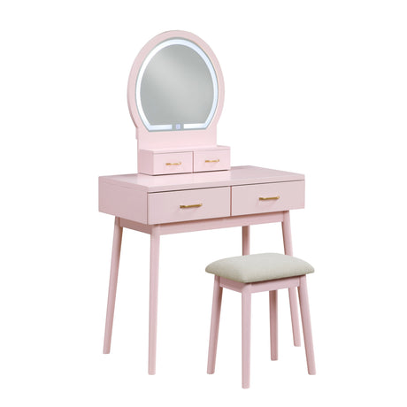 Camilla Pink Vanity Dressing Table with Mirror and Stool by Homelegance at Eve Furniture