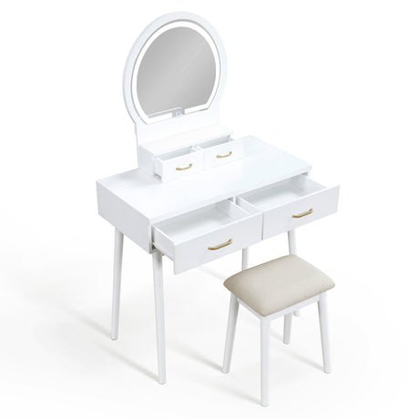 Camilla White Vanity Dressing Table with Mirror and Stool by Homelegance at Eve Furniture