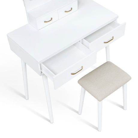 Camilla White Vanity Dressing Table with Mirror and Stool by Homelegance at Eve Furniture