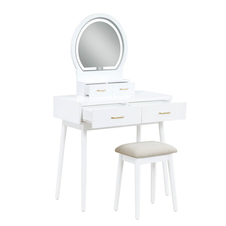 Camilla White Vanity Dressing Table with Mirror and Stool by Homelegance at Eve Furniture