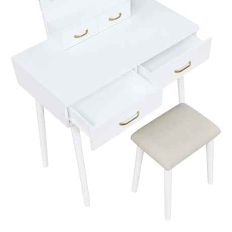 Camilla White Vanity Dressing Table with Mirror and Stool by Homelegance at Eve Furniture