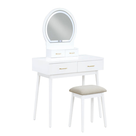 Camilla White Vanity Dressing Table with Mirror and Stool by Homelegance at Eve Furniture