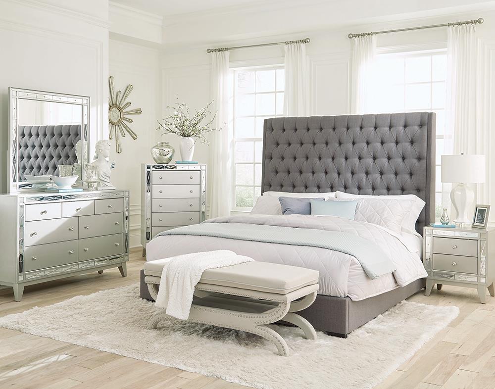 Camille Gray/Metallic Mercury 4-Piece Eastern King Bedroom Set