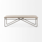 Camille 55.5L x 16.0W x 17.0H Cream Fabric Seat W/ Metal Frame Bench by Mercana at Eve Furniture