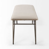 Camille 55.5L x 16.0W x 17.0H Cream Fabric Seat W/ Metal Frame Bench by Mercana at Eve Furniture