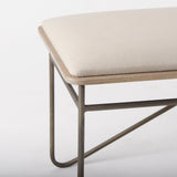 Camille 55.5L x 16.0W x 17.0H Cream Fabric Seat W/ Metal Frame Bench by Mercana at Eve Furniture
