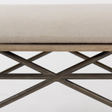 Camille 55.5L x 16.0W x 17.0H Cream Fabric Seat W/ Metal Frame Bench by Mercana at Eve Furniture