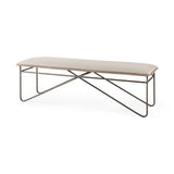 Camille 55.5L x 16.0W x 17.0H Cream Fabric Seat W/ Metal Frame Bench by Mercana at Eve Furniture