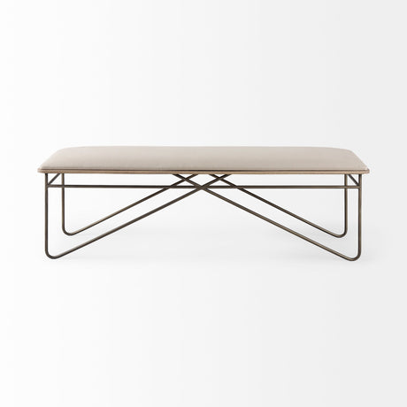 Camille Cream Fabric Seat W/ Metal Frame Bench by Mercana at Eve Furniture
