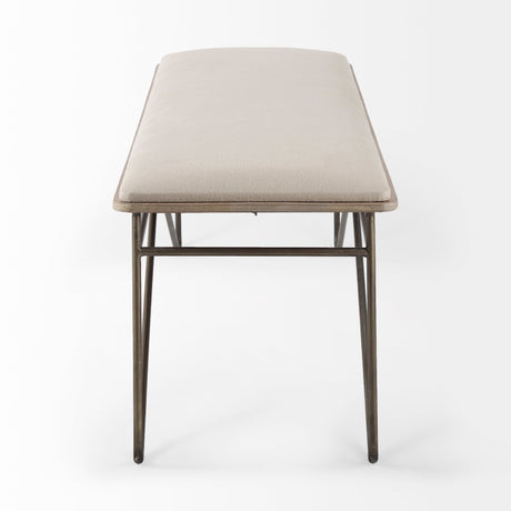 Camille Cream Fabric Seat W/ Metal Frame Bench by Mercana at Eve Furniture