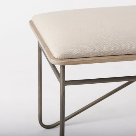 Camille Cream Fabric Seat W/ Metal Frame Bench by Mercana at Eve Furniture