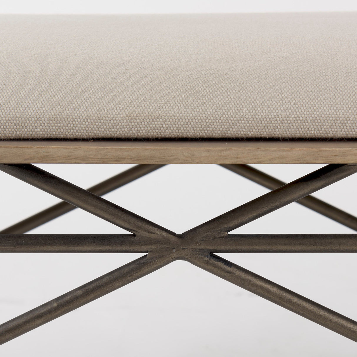Camille Cream Fabric Seat W/ Metal Frame Bench by Mercana at Eve Furniture