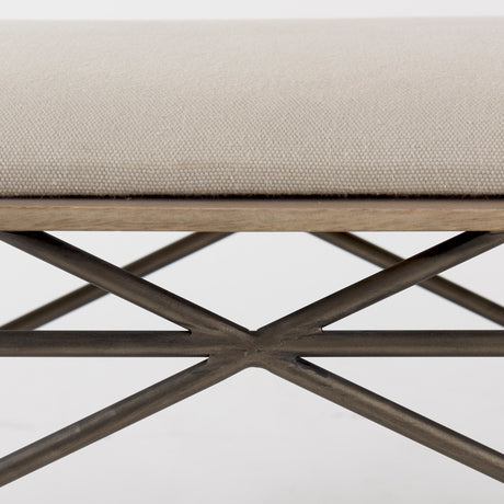 Camille Cream Fabric Seat W/ Metal Frame Bench by Mercana at Eve Furniture