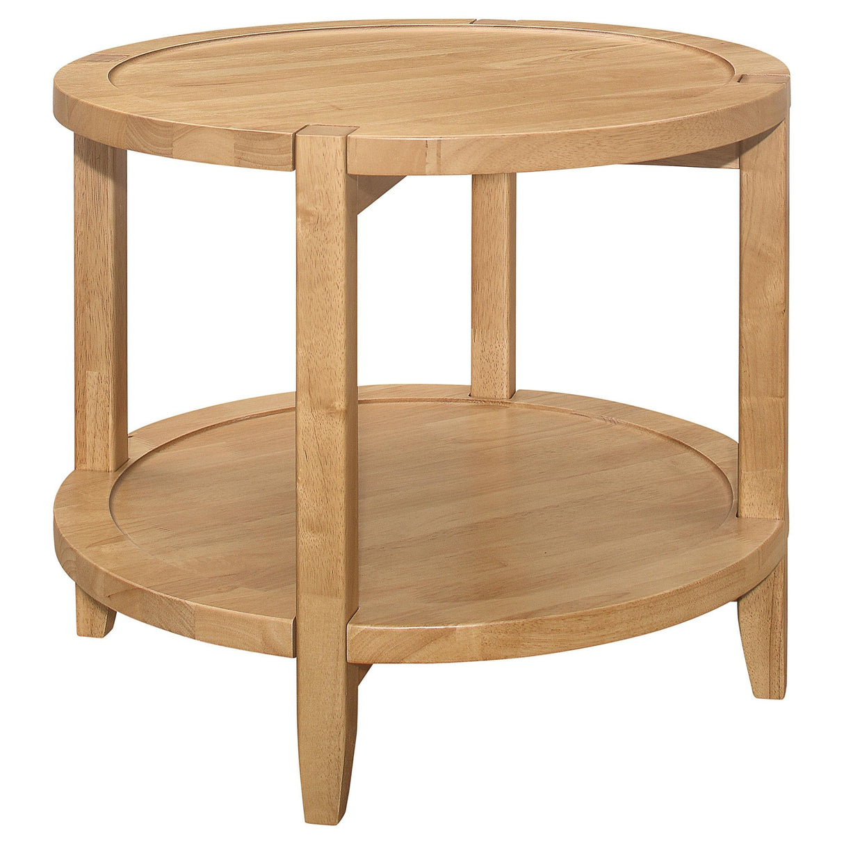 Camillo Brown Round Solid Wood End Table with Shelf Maple by Coaster at Eve Furniture