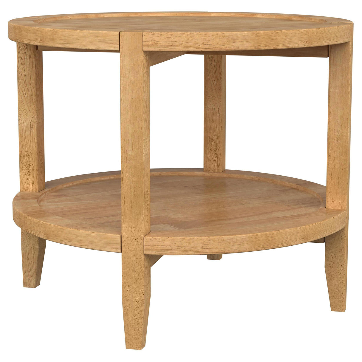 Camillo Brown Round Solid Wood End Table with Shelf Maple by Coaster at Eve Furniture
